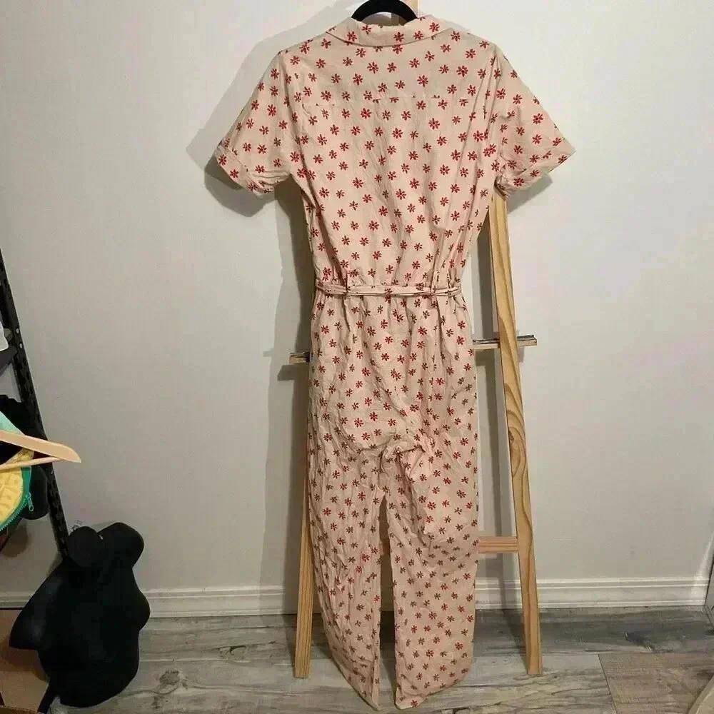 Glamorous Stone red Daisy tie waist button front jumpsuit US size 6 ￼ - Picture 5 of 12